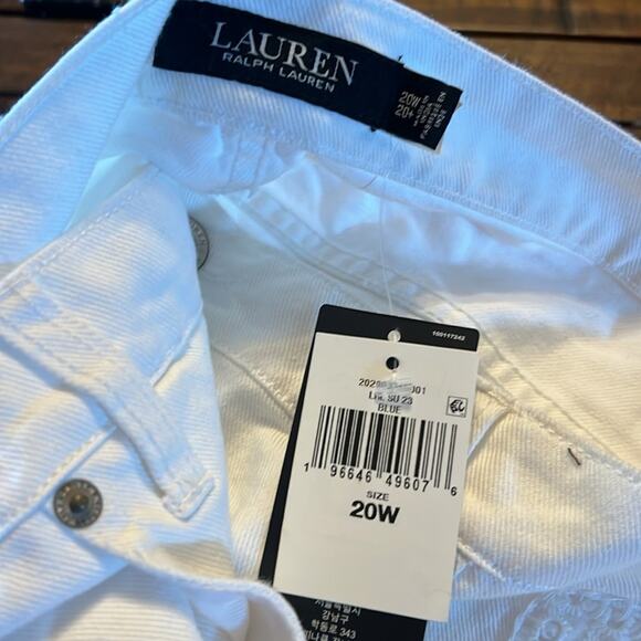 Lauren Ralph Lauren Eyelet Embroidery Relaxed Ankle Jeans White Wash Size 20/20W - Picture 9 of 10